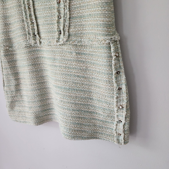 Zara‎ Tweed Mint Green Metallic Studded Mini Dress Size Small - Picture 6 of 10